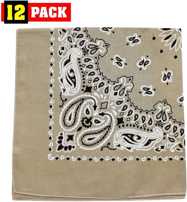 Trainmen Paisley Bandanas Scarf Do-rag Cotton Biker Head Rags Classic Bandanna 22" x 22" (12 Pack)