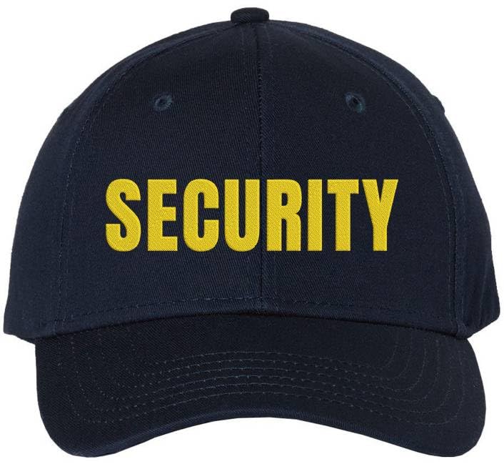 Security Embroidered Baseball Cap | Officer Guard Bouncer Large Text Adjustable Work Hat