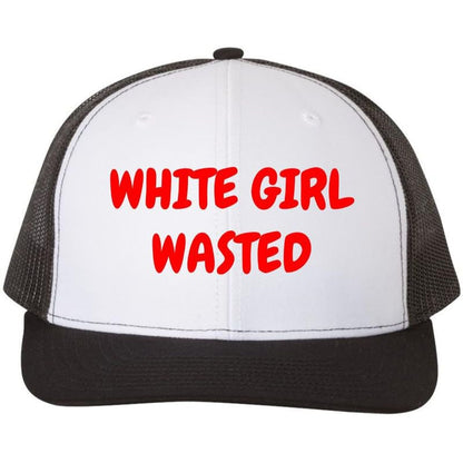 White Girl Wasted Trucker Hat Embroidered Funny Party Gag Gift Mesh Back Adjustable Cap