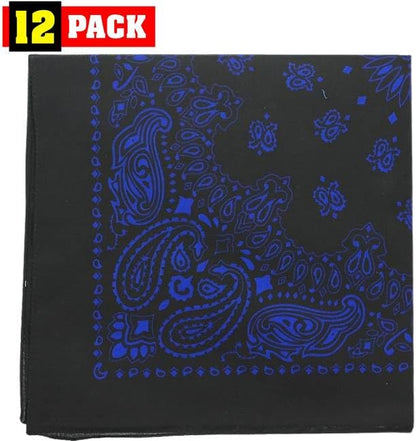 Trainmen Paisley Bandanas Scarf Do-rag Cotton Biker Head Rags Classic Bandanna 22" x 22" (12 Pack)