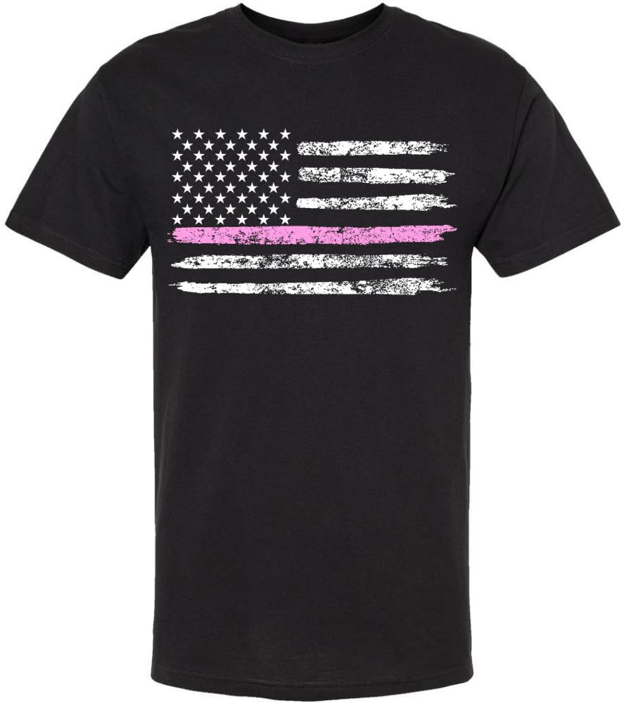 Black USA Flag Thin Line Short Sleeve T-Shirt Patriotic American Support First Responders Tee