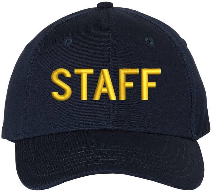 Staff Embroidered Baseball Cap | Large Text Workforce Employee Team Group Structured Hat
