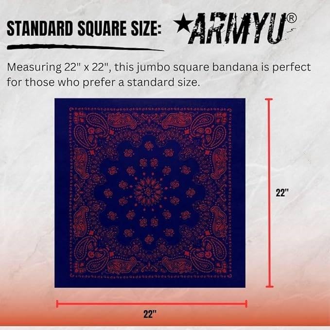 Trainmen Paisley Bandana Head Scarf Do-rag 100% Cotton Bandanna Cover 22" x 22", 2 Pack