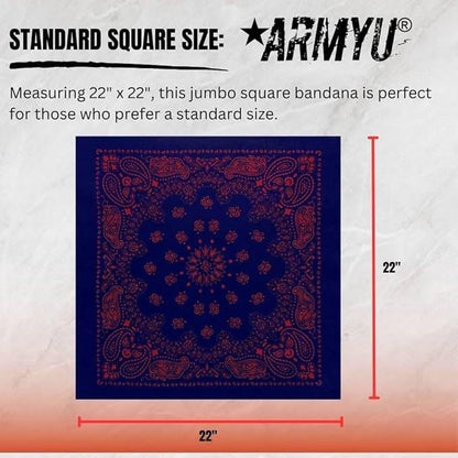 Trainmen Paisley Bandana Head Scarf Do-rag 100% Cotton Bandanna Cover 22" x 22", 2 Pack
