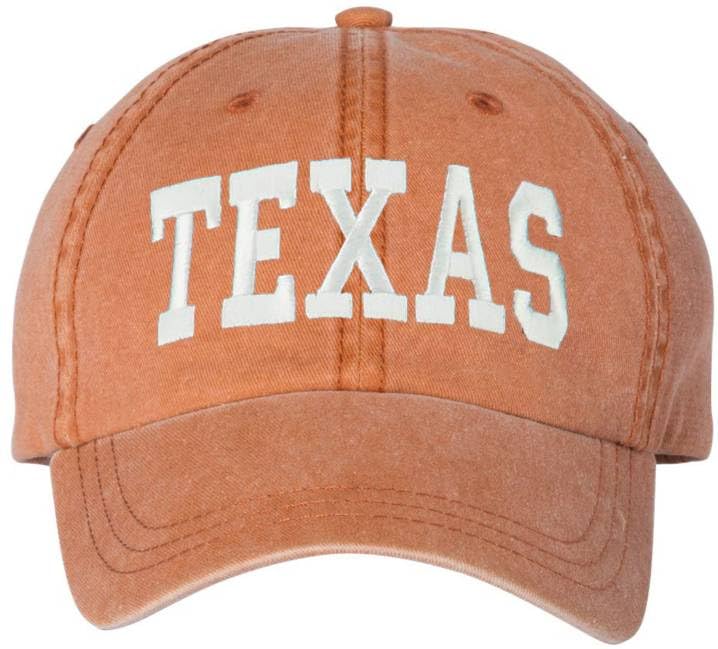 Texas Embroidered Vintage Dad Hat Large Embroidery State Text Name Washed Cotton Cap