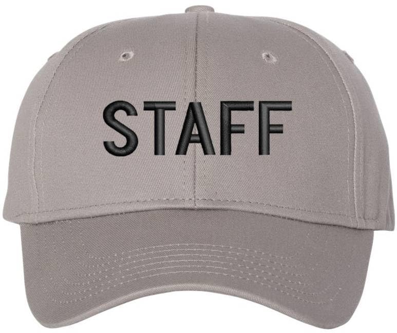 Staff Embroidered Baseball Cap | Large Text Workforce Employee Team Group Structured Hat