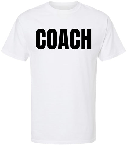 Coach T-Shirt | Sports Team Staff Uniform Crewneck Shirt for Trainers, Instructors & Athletics Dept 100% Cotton Short Sleeve