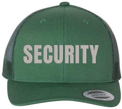 Security Guard Trucker Hat | Large Text Embroidered Bouncer Mesh Snap Back Officer Work Duty Cap