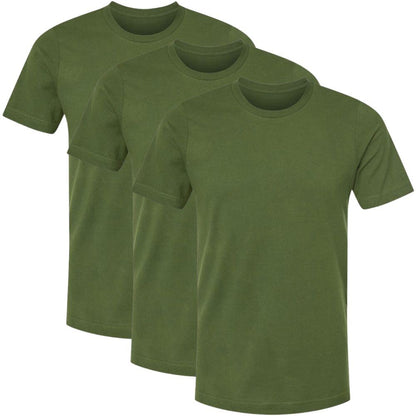 Solid Color Military Style T-Shirts | 100% Cotton Ring Spun Army Color Short Sleeve Crewneck Tee Shirts | 3 Pack