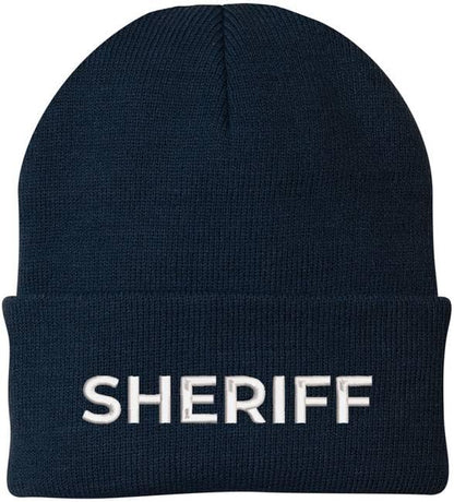 Sheriff Embroidered Beanie Hat USA Army Uniform Police 100% Acrylic Knit Winter Watch Cap