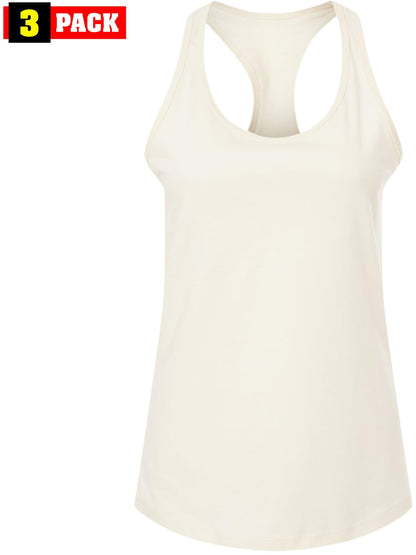 Jersey Racerback Tank Top Set | Relaxed Fit Athletic Running Yoga Tanks Tops, Womens, 3 Pack