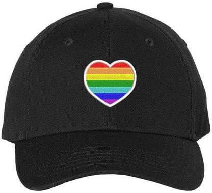 Rainbow Heart Embroidered Baseball Cap LGBTQ+ Pride Love Colors All Gender Structured Hat