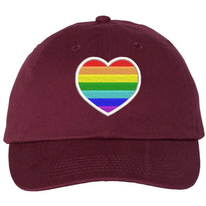 Rainbow Heart Embroidered Dad Hat LGBTQ+ Pride Fashion Gender Neutral Adjustable Baseball Cap