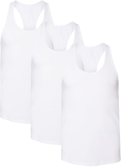 Jersey Racerback Tank Top Set | Relaxed Fit Athletic Running Yoga Tanks Tops, Womens, 3 Pack
