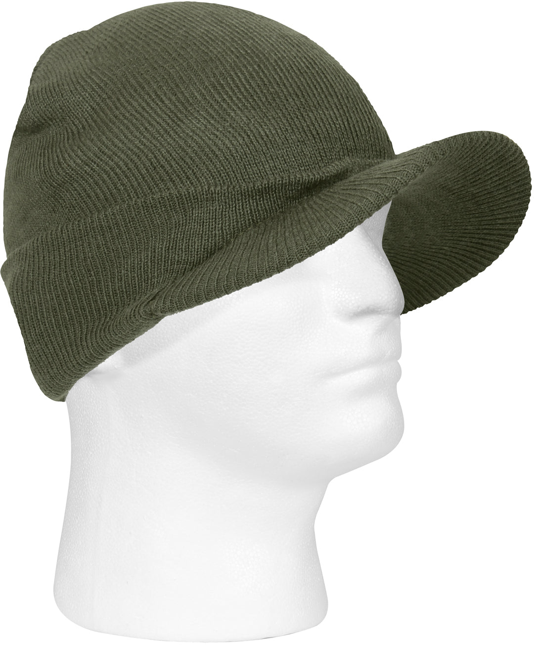 Olive Drab - 100% Acrylic Double Layered Visor Jeep Watch Cap Warm Beanie Winter Hat w/ Brim