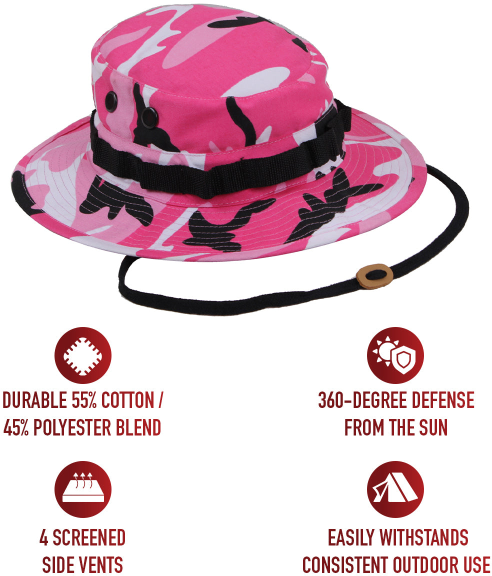 Pink Camouflage - Tactical Military Boonie Bucket Hat - Polyester Cotton