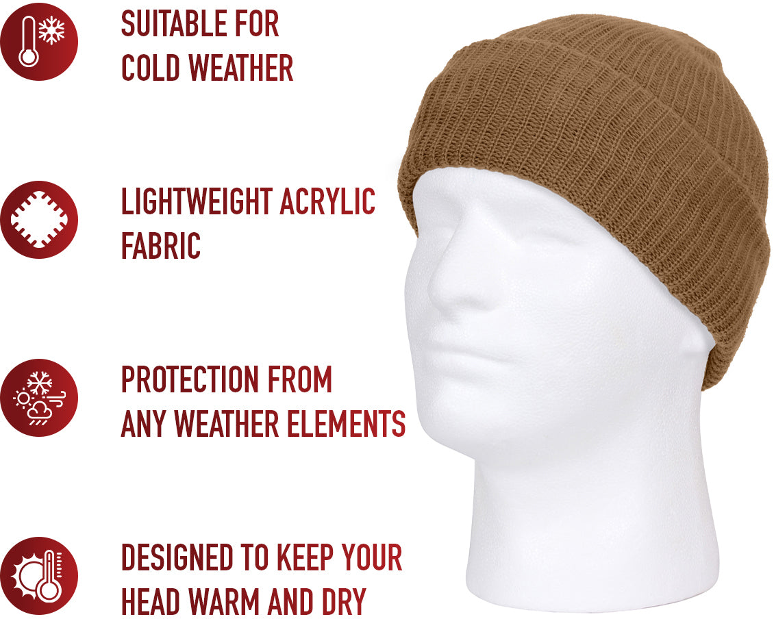 Coyote Brown - Military Watch Cap - Acrylic USA Made