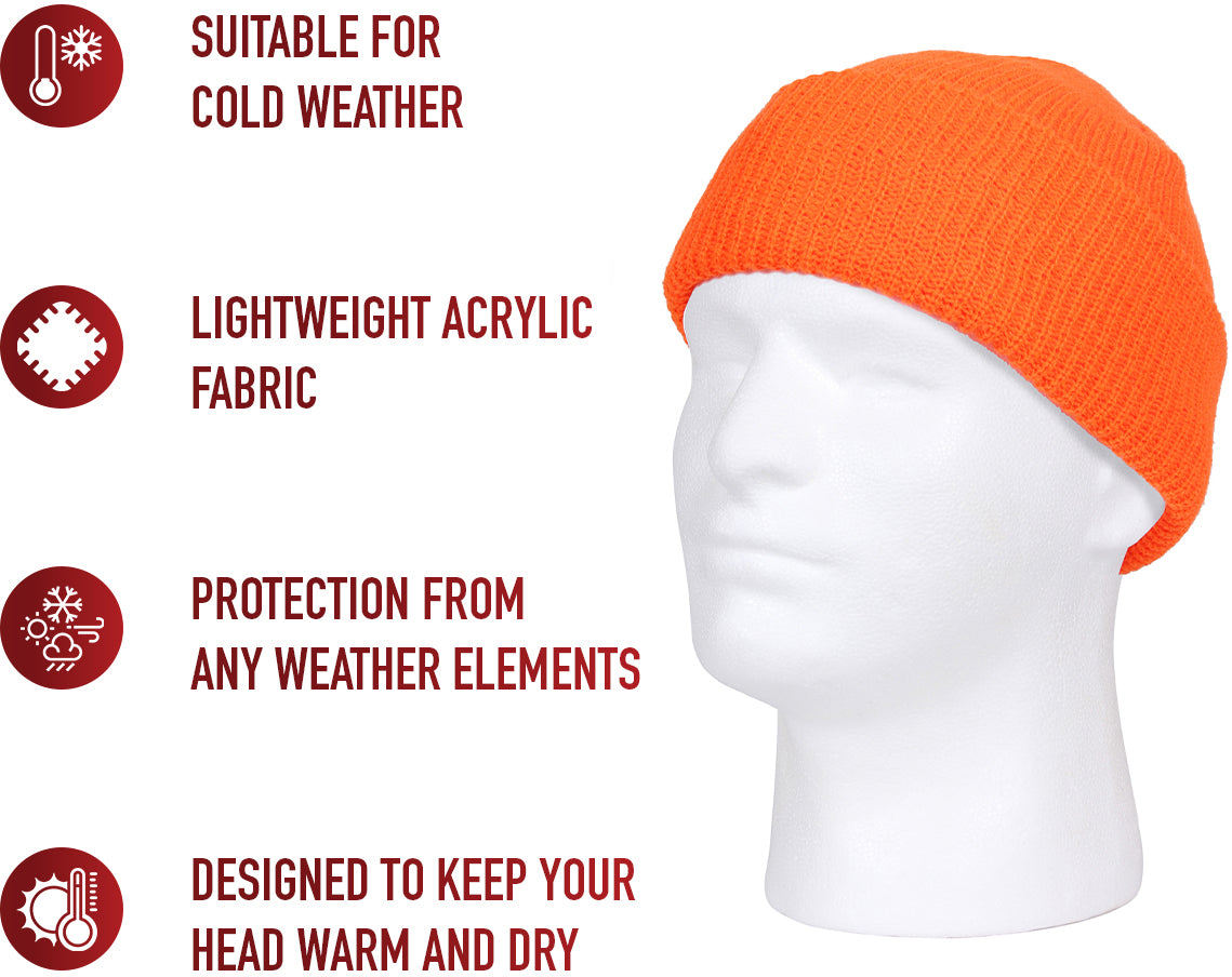Blaze Orange - High-Visibility Genuine GI Outdoor Watch Cap - Acrylic