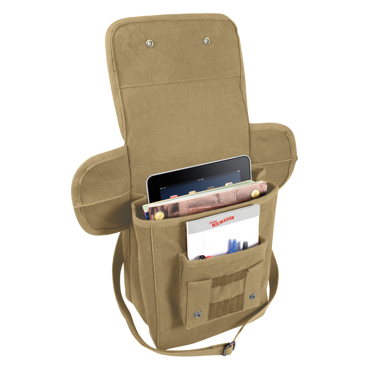 Khaki - Canvas Map Case Shoulder Bag