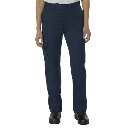 Women’s navy blue 9-pocket EMT cargo work pants with expandable waistband