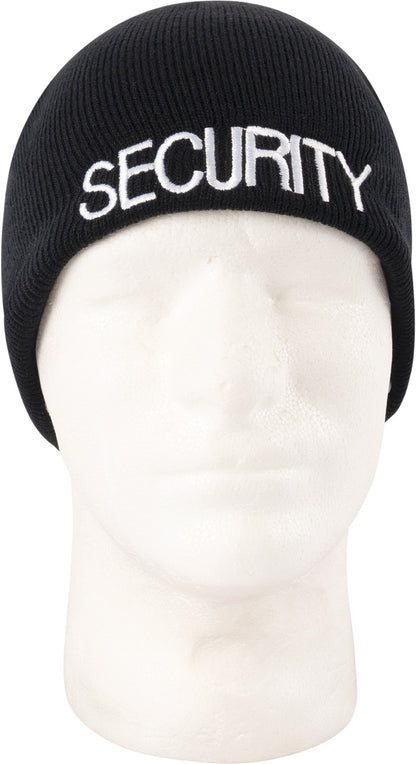 Black - SECURITY Skull Cap, Acrylic Beanie for Guards & Officers