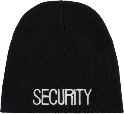 Black - SECURITY Skull Cap, Acrylic Beanie for Guards & Officers