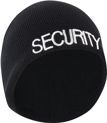 Black - SECURITY Skull Cap, Acrylic Beanie for Guards & Officers
