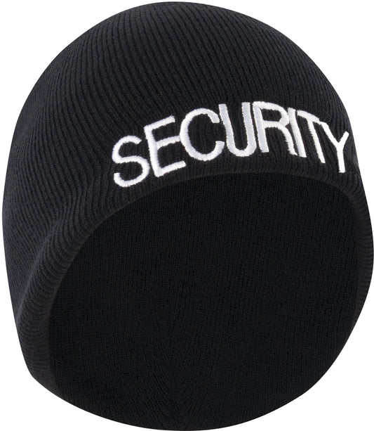 Black - SECURITY Skull Cap, Acrylic Beanie for Guards & Officers