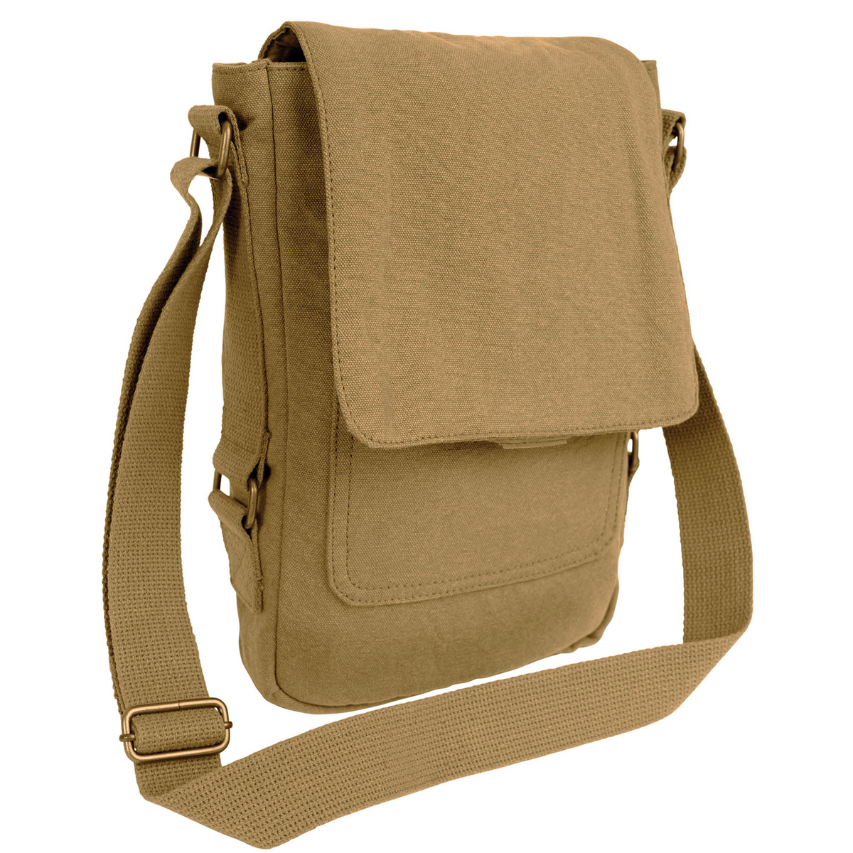Coyote Brown - Tactical Tablet Tech Shoulder Bag - Vintage Cotton Canvas