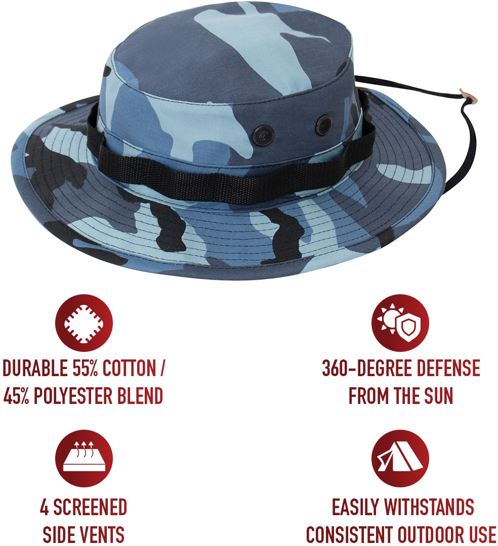 Sky Blue Camouflage - Tactical Military Boonie Hat - Polyester Cotton