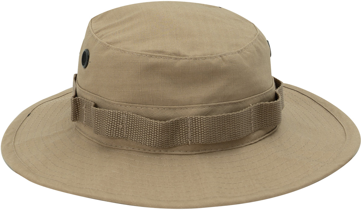 Khaki - Tactical Military Boonie Bucket Hat - 100% Cotton Rip-Stop