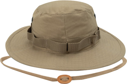 Khaki - Tactical Military Boonie Bucket Hat - 100% Cotton Rip-Stop