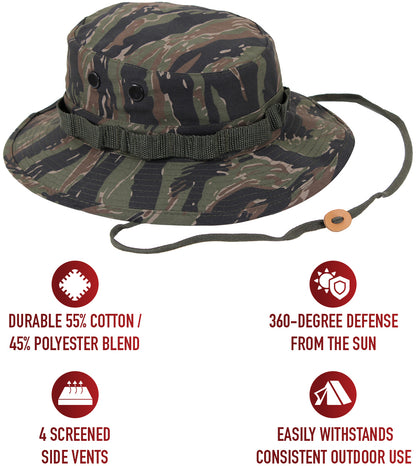 Tiger Stripe Camouflage - Tactical Military Boonie Hat - Polyester Cotton