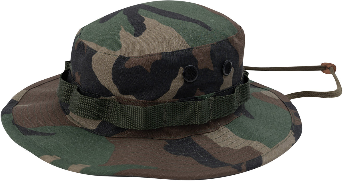 Woodland Camouflage - Tactical Military Boonie Hat - 100% Cotton Rip-Stop