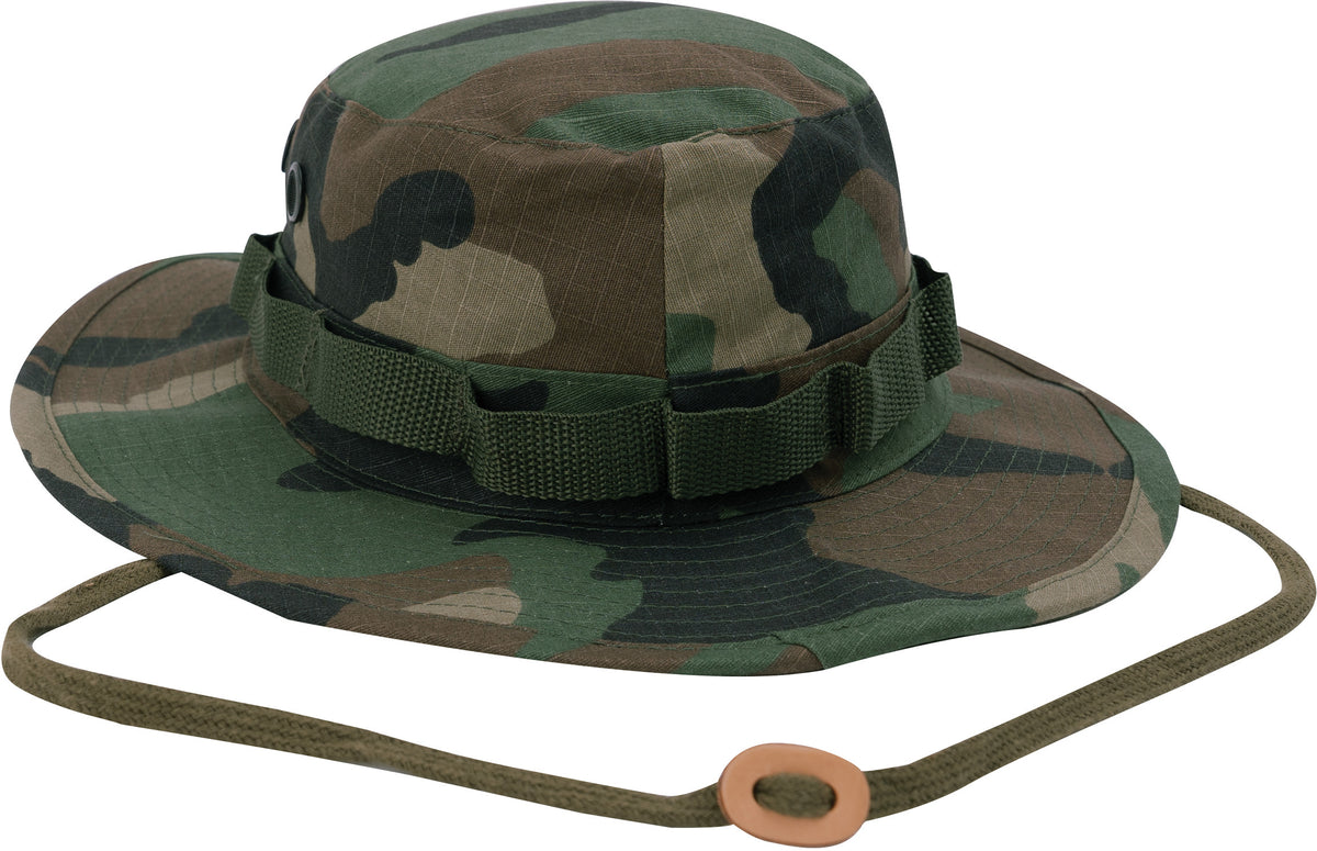Woodland Camouflage - Tactical Military Boonie Hat - 100% Cotton Rip-Stop
