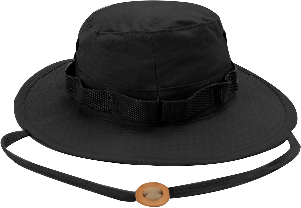 Black - Tactical Military Boonie Bucket Hat - 100% Cotton Rip-Stop