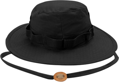 Black - Tactical Military Boonie Bucket Hat - 100% Cotton Rip-Stop