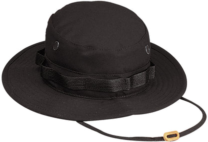 Black - Tactical Military Boonie Bucket Hat - 100% Cotton Rip-Stop