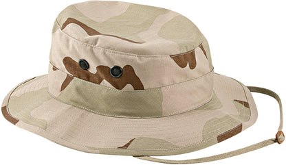 Tri-Color Desert Camouflage - Tactical Military Boonie Bucket Hat - Polyester Cotton