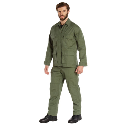 Olive Drab R/S BDU Shirt - 100% Rip-Stop Cotton