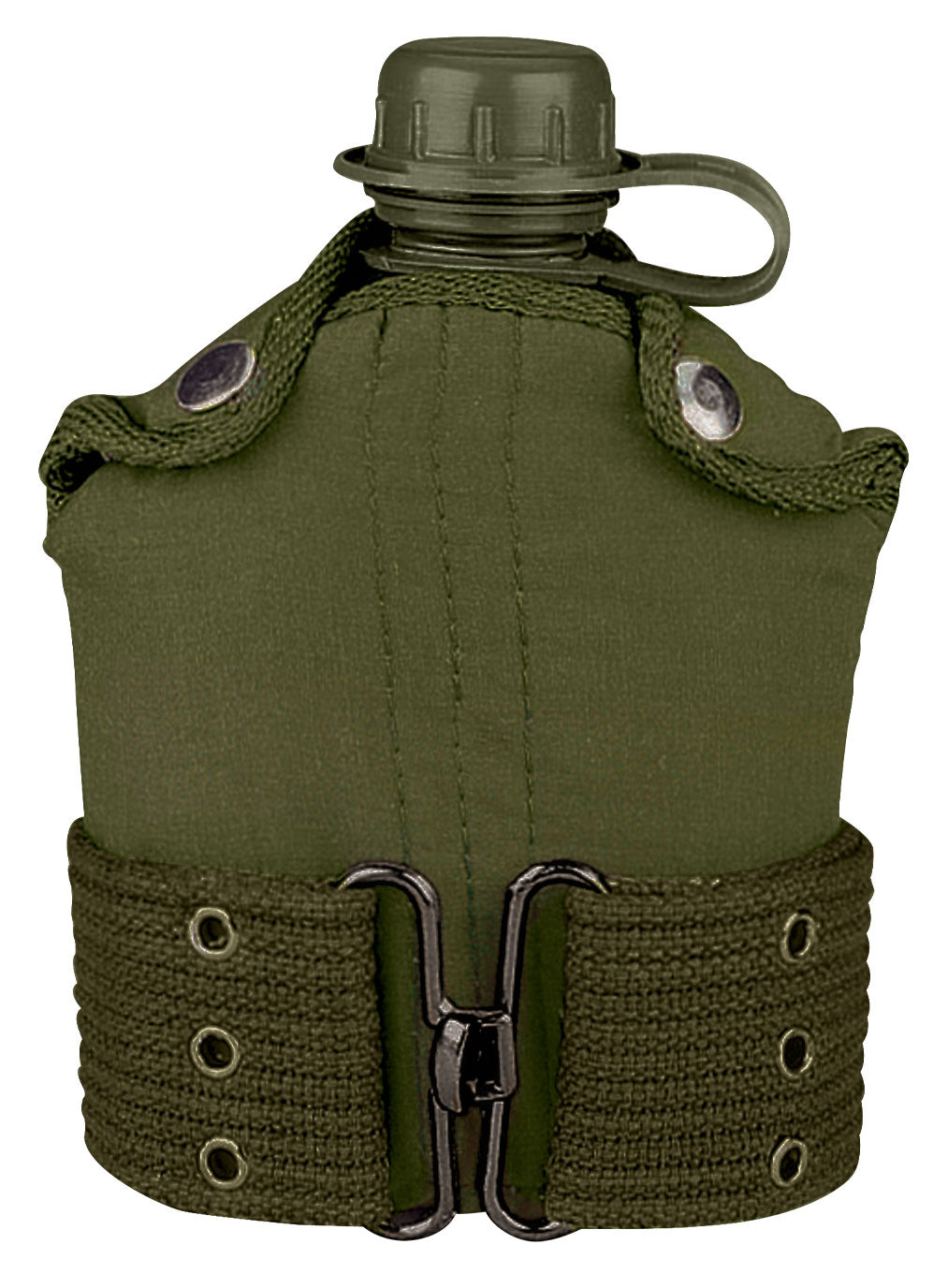 Olive Drab - Military GI Style 1 Quart Plastic Canteen with Pistol Belt Kit