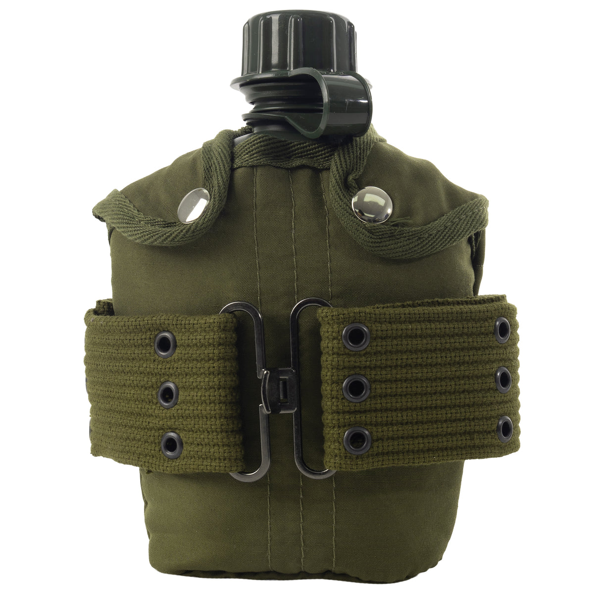 Olive Drab - Military GI Style 1 Quart Plastic Canteen with Pistol Belt Kit