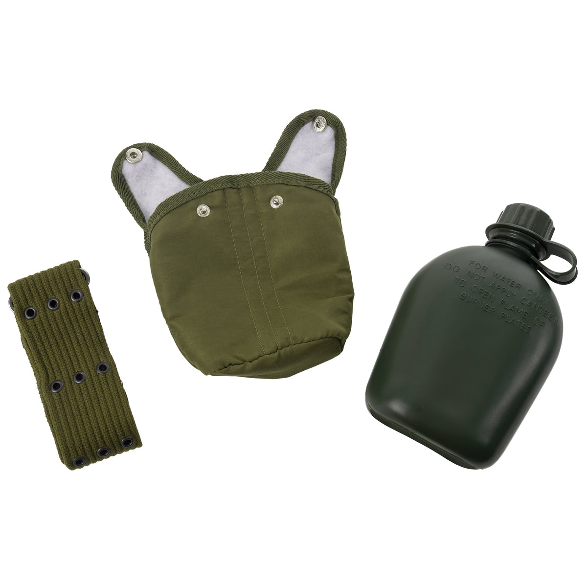 Olive Drab - Military GI Style 1 Quart Plastic Canteen with Pistol Belt Kit