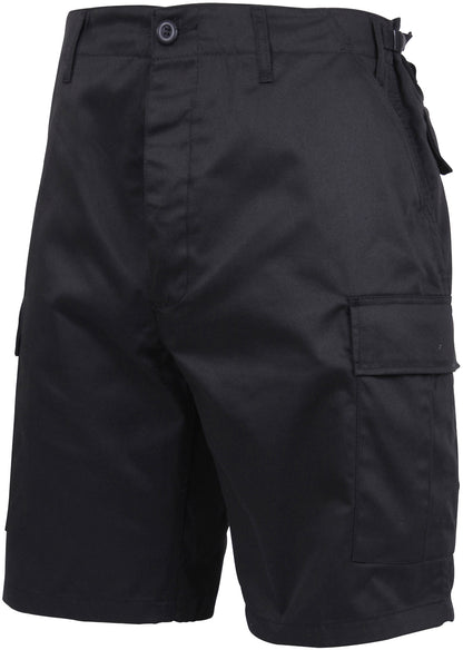 Black - Tactical Cargo BDU Shorts - Polyester Cotton Twill - Zipper Fly