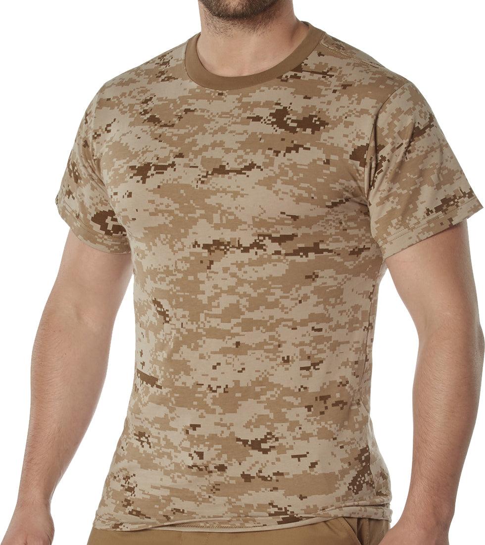Desert Digital Camo - Tactical Short Sleeve T-Shirt, 100% Cotton, Standard Fit