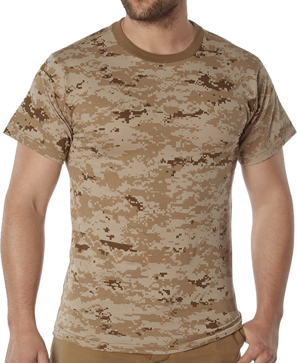 Desert Digital Camo - Tactical Short Sleeve T-Shirt, 100% Cotton, Standard Fit