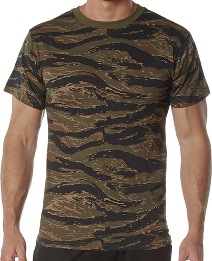 Tiger Stripe Camo - Tactical Short Sleeve T-Shirt, 100% Cotton - Standard Fit