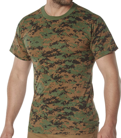 Woodland Digital Camo - Tactical Short Sleeve T-Shirt, 100% Cotton - Standard Fit