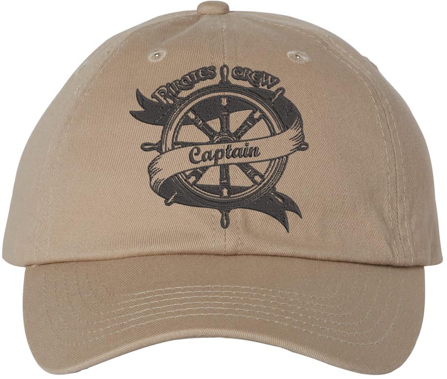 Pirates Crew Captain Embroidered Dad Cap - Ship Wheel Sailor Fun Adventure Cotton Unstructured Baseball Hat