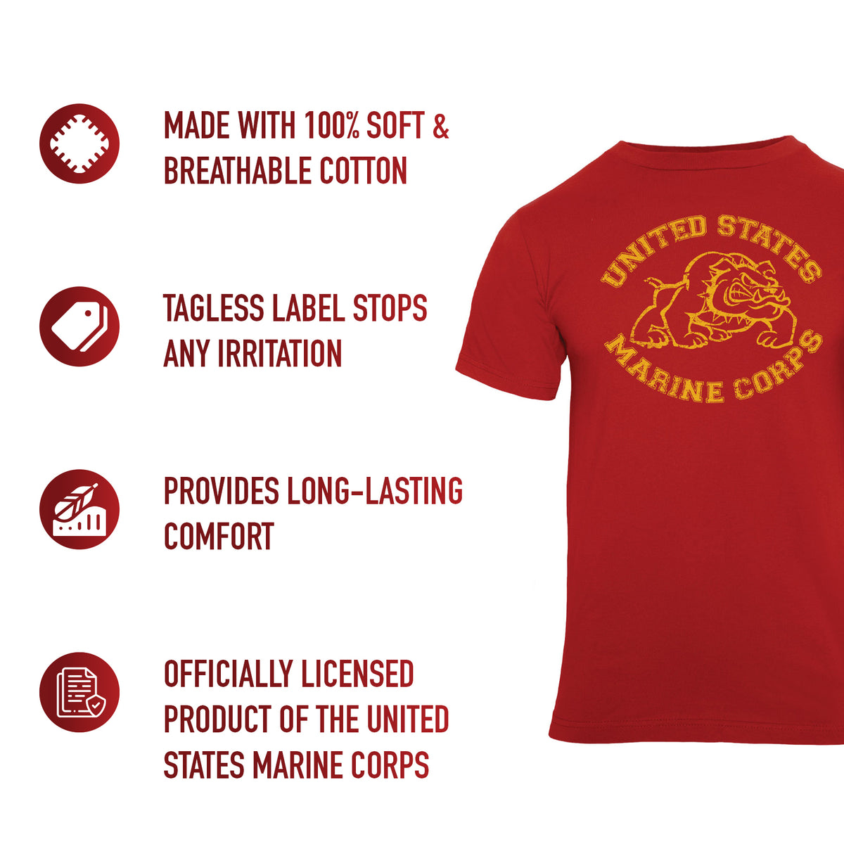 Red - Vintage US Marine Corps Bulldog T-Shirt